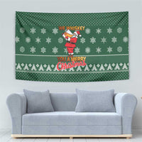 Funny Whiskey Christmas Tapestry with Santa Holding Mug and We Whiskey You a Merry Christmas Quote - Wonder Print Shop