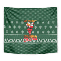 Funny Whiskey Christmas Tapestry with Santa Holding Mug and We Whiskey You a Merry Christmas Quote - Wonder Print Shop