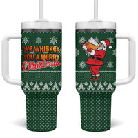 Funny Whiskey Christmas Tumbler With Handle with Santa Holding Mug and We Whiskey You a Merry Christmas Quote - Wonder Print Shop