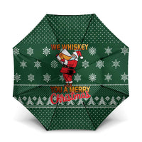 Funny Whiskey Christmas Umbrella with Santa Holding Mug and We Whiskey You a Merry Christmas Quote - Wonder Print Shop