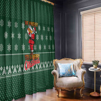 Funny Whiskey Christmas Window Curtain with Santa Holding Mug and We Whiskey You a Merry Christmas Quote - Wonder Print Shop