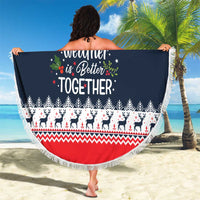 Sweater Weather Christmas Beach Blanket with Better Together Quote and Reindeer Snowflake - Wonder Print Shop