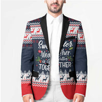Sweater Weather Christmas Blazer with Better Together Quote and Reindeer Snowflake - Wonder Print Shop