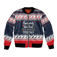 Sweater Weather Christmas Bomber Jacket with Better Together Quote and Reindeer Snowflake - Wonder Print Shop