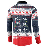 Sweater Weather Christmas Button Sweatshirt with Better Together Quote and Reindeer Snowflake - Wonder Print Shop
