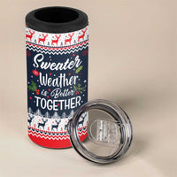 Sweater Weather Christmas 4 in 1 Can Cooler Tumbler with Better Together Quote and Reindeer Snowflake - Wonder Print Shop