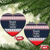 Sweater Weather Christmas Ceramic Ornament with Better Together Quote and Reindeer Snowflake - Wonder Print Shop