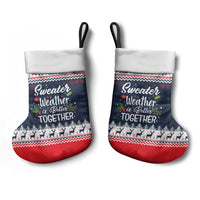 Sweater Weather Christmas Stocking with Better Together Quote and Reindeer Snowflake - Wonder Print Shop