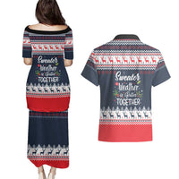 Sweater Weather Christmas Couples Matching Puletasi and Hawaiian Shirt with Better Together Quote and Reindeer Snowflake - Wonder Print Shop