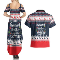 Sweater Weather Christmas Couples Matching Summer Maxi Dress and Hawaiian Shirt with Better Together Quote and Reindeer Snowflake - Wonder Print Shop