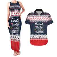 Sweater Weather Christmas Couples Matching Tank Maxi Dress and Hawaiian Shirt with Better Together Quote and Reindeer Snowflake - Wonder Print Shop