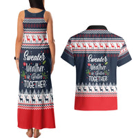 Sweater Weather Christmas Couples Matching Tank Maxi Dress and Hawaiian Shirt with Better Together Quote and Reindeer Snowflake - Wonder Print Shop