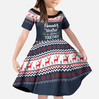 Sweater Weather Christmas Family Matching Long Sleeve Bodycon Dress and Hawaiian Shirt with Better Together Quote and Reindeer Snowflake - Wonder Print Shop