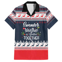 Sweater Weather Christmas Family Matching Long Sleeve Bodycon Dress and Hawaiian Shirt with Better Together Quote and Reindeer Snowflake - Wonder Print Shop