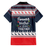 Sweater Weather Christmas Family Matching Long Sleeve Bodycon Dress and Hawaiian Shirt with Better Together Quote and Reindeer Snowflake - Wonder Print Shop
