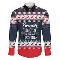 Sweater Weather Christmas Family Matching Long Sleeve Bodycon Dress and Hawaiian Shirt with Better Together Quote and Reindeer Snowflake - Wonder Print Shop