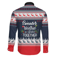Sweater Weather Christmas Family Matching Long Sleeve Bodycon Dress and Hawaiian Shirt with Better Together Quote and Reindeer Snowflake - Wonder Print Shop