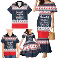 Sweater Weather Christmas Family Matching Mermaid Dress and Hawaiian Shirt with Better Together Quote and Reindeer Snowflake - Wonder Print Shop