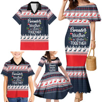 Sweater Weather Christmas Family Matching Mermaid Dress and Hawaiian Shirt with Better Together Quote and Reindeer Snowflake - Wonder Print Shop