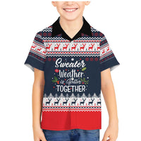 Sweater Weather Christmas Family Matching Mermaid Dress and Hawaiian Shirt with Better Together Quote and Reindeer Snowflake - Wonder Print Shop