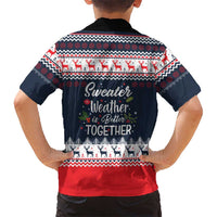 Sweater Weather Christmas Family Matching Off The Shoulder Long Sleeve Dress and Hawaiian Shirt with Better Together Quote and Reindeer Snowflake - Wonder Print Shop