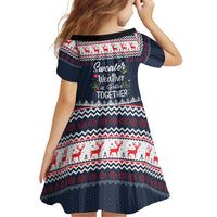 Sweater Weather Christmas Family Matching Off The Shoulder Long Sleeve Dress and Hawaiian Shirt with Better Together Quote and Reindeer Snowflake - Wonder Print Shop