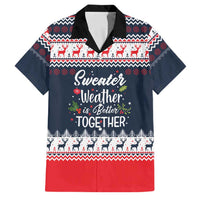 Sweater Weather Christmas Family Matching Off Shoulder Maxi Dress and Hawaiian Shirt with Better Together Quote and Reindeer Snowflake - Wonder Print Shop