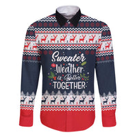 Sweater Weather Christmas Family Matching Off Shoulder Maxi Dress and Hawaiian Shirt with Better Together Quote and Reindeer Snowflake - Wonder Print Shop