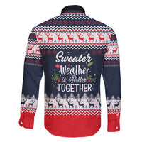Sweater Weather Christmas Family Matching Off Shoulder Maxi Dress and Hawaiian Shirt with Better Together Quote and Reindeer Snowflake - Wonder Print Shop