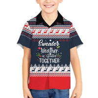 Sweater Weather Christmas Family Matching Off Shoulder Maxi Dress and Hawaiian Shirt with Better Together Quote and Reindeer Snowflake - Wonder Print Shop
