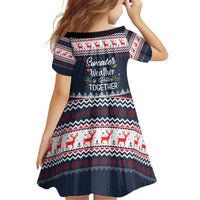 Sweater Weather Christmas Family Matching Off Shoulder Short Dress and Hawaiian Shirt with Better Together Quote and Reindeer Snowflake - Wonder Print Shop