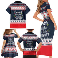 Sweater Weather Christmas Family Matching Short Sleeve Bodycon Dress and Hawaiian Shirt with Better Together Quote and Reindeer Snowflake - Wonder Print Shop