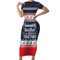 Sweater Weather Christmas Family Matching Short Sleeve Bodycon Dress and Hawaiian Shirt with Better Together Quote and Reindeer Snowflake - Wonder Print Shop