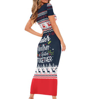 Sweater Weather Christmas Family Matching Short Sleeve Bodycon Dress and Hawaiian Shirt with Better Together Quote and Reindeer Snowflake - Wonder Print Shop