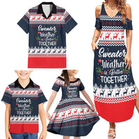 Sweater Weather Christmas Family Matching Summer Maxi Dress and Hawaiian Shirt with Better Together Quote and Reindeer Snowflake - Wonder Print Shop