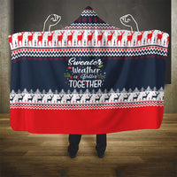 Sweater Weather Christmas Hooded Blanket with Better Together Quote and Reindeer Snowflake - Wonder Print Shop