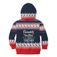 Sweater Weather Christmas Kid Hoodie with Better Together Quote and Reindeer Snowflake - Wonder Print Shop