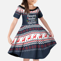 Sweater Weather Christmas Kid Short Sleeve Dress with Better Together Quote and Reindeer Snowflake - Wonder Print Shop