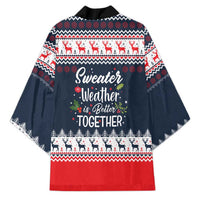 Sweater Weather Christmas Kimono with Better Together Quote and Reindeer Snowflake - Wonder Print Shop