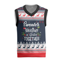 Sweater Weather Christmas Knitted V-Neck Vest with Better Together Quote and Reindeer Snowflake - Wonder Print Shop