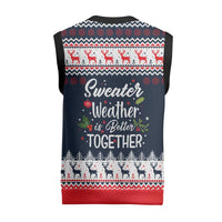 Sweater Weather Christmas Knitted V-Neck Vest with Better Together Quote and Reindeer Snowflake - Wonder Print Shop