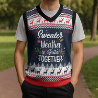 Sweater Weather Christmas Knitted V-Neck Vest with Better Together Quote and Reindeer Snowflake - Wonder Print Shop
