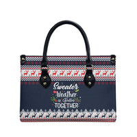 Sweater Weather Christmas Leather Bag with Better Together Quote and Reindeer Snowflake - Wonder Print Shop