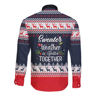 Sweater Weather Christmas Long Sleeve Button Shirt with Better Together Quote and Reindeer Snowflake - Wonder Print Shop