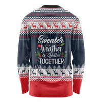 Sweater Weather Christmas Long Sleeve Shirt with Better Together Quote and Reindeer Snowflake - Wonder Print Shop