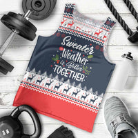 Sweater Weather Christmas Men Tank Top with Better Together Quote and Reindeer Snowflake - Wonder Print Shop