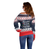 Sweater Weather Christmas Off Shoulder Sweater with Better Together Quote and Reindeer Snowflake - Wonder Print Shop