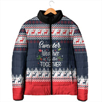 Sweater Weather Christmas Padded Jacket with Better Together Quote and Reindeer Snowflake - Wonder Print Shop