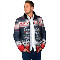 Sweater Weather Christmas Padded Jacket with Better Together Quote and Reindeer Snowflake - Wonder Print Shop