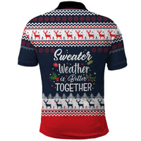 Sweater Weather Christmas Polo Shirt with Better Together Quote and Reindeer Snowflake - Wonder Print Shop